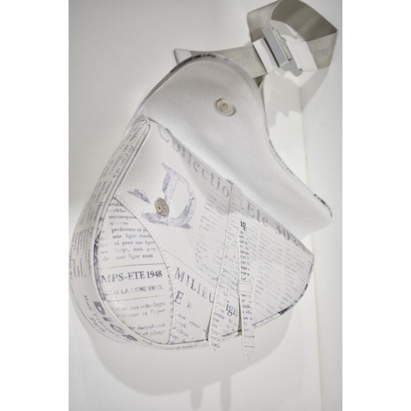 Dior x Daniel Arsham Newspaper Print Saddle White Logo Crossbody Fanny Bum Bag - Picture 10 of 12